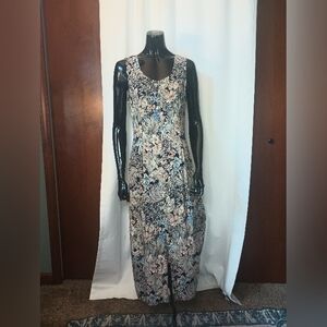 Vtg 90s Womens Cottagecore Floral Button Front Maxi Dress 12 Fits S-M Tropical